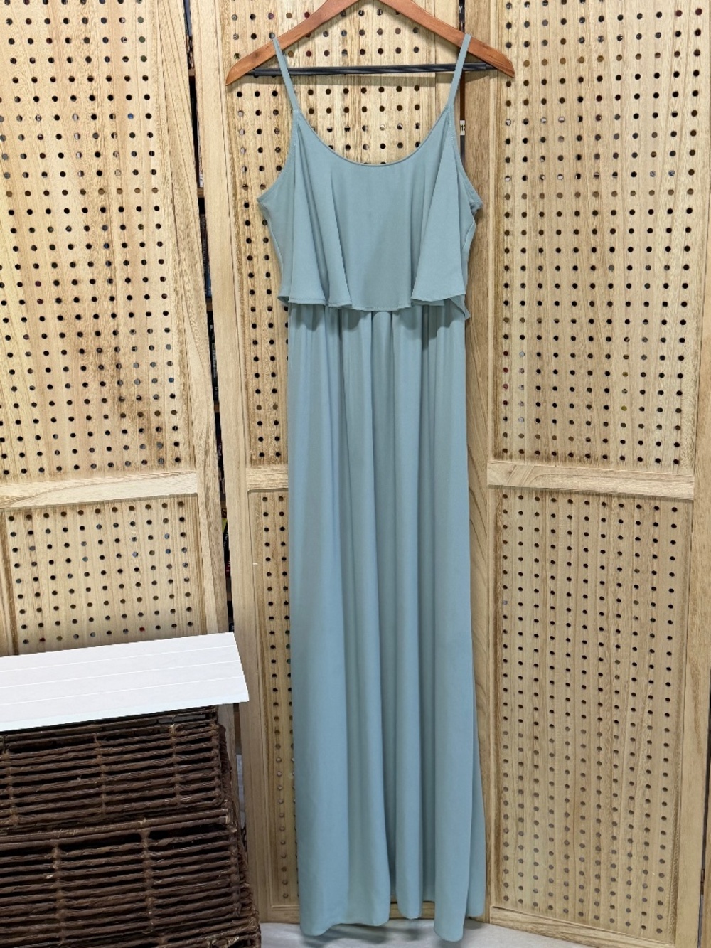 Show Me Your Mumu Sage Blue Flowy Maxi Dress XS Bridesmaid Coastal